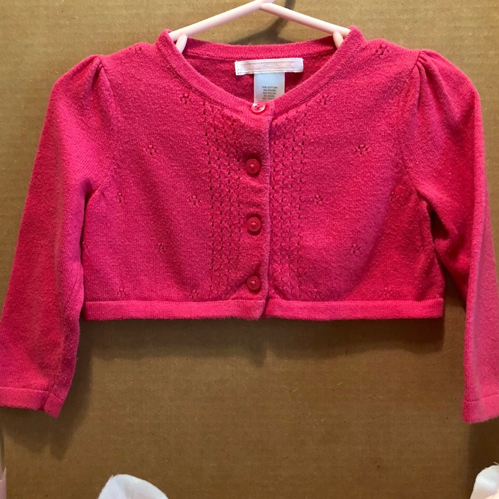 Janie and Jack Pointelle Cardingan 6M pink